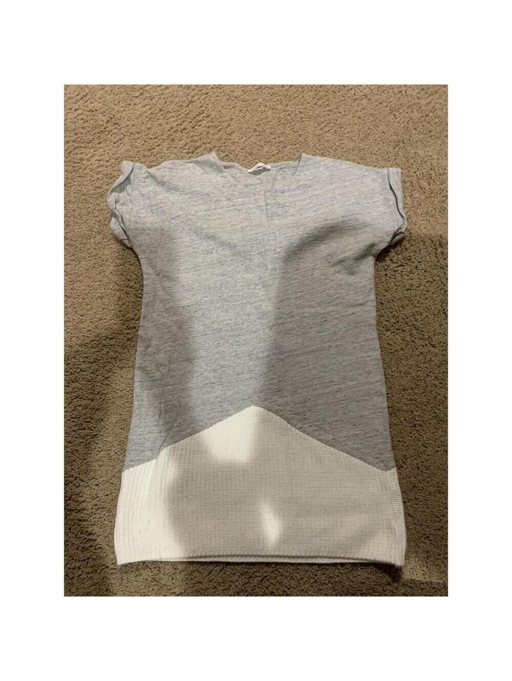 Women's ZARA short sleeve top tunic gray/ white S SMALL shirt